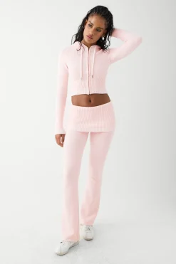 Bottoms^Frankies Bikinis Aimee Cloud Knit Flare Pant Rosebud Pink