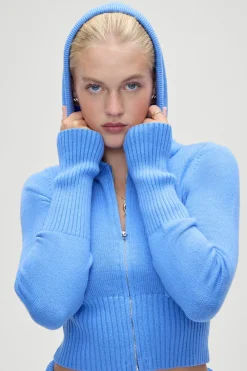 Tops|Matching Sets^Frankies Bikinis Aimee Zip Up Hoodie Blue Moon
