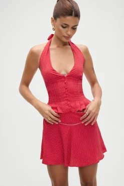 Tops|Matching Sets^Frankies Bikinis Angeline Halter Top Ladybug