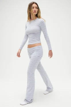 Bottoms|Matching Sets^Frankies Bikinis Avenue Cotton Flare Legging Hazy Stripe