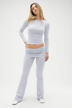Tops|Matching Sets^Frankies Bikinis Avenue Cotton Long Sleeve Shirt Hazy Stripe