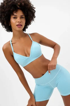 Active^Frankies Bikinis Billie Racerback Sports Bra Baby Blue