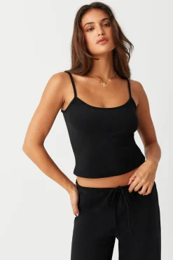 Tops^Frankies Bikinis Butterfly Terry Tank Black
