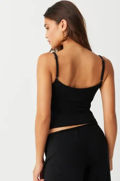 Tops^Frankies Bikinis Butterfly Terry Tank Black