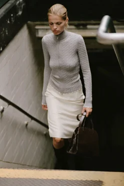 Tops|Cloud Knits^Frankies Bikinis Carter Cable Knit Sweater Rain Cloud