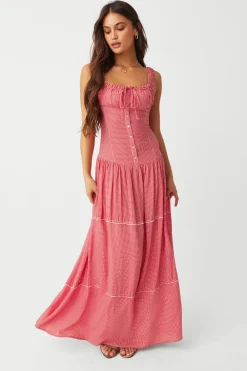 Dresses^Frankies Bikinis Christabelle Ruffle Maxi Dress Ladybug Gingham