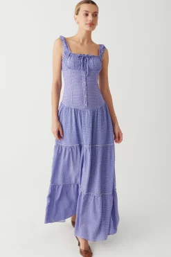 Dresses^Frankies Bikinis Christabelle Ruffle Maxi Dress Sailor Gingham