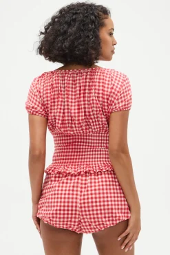 Tops^Frankies Bikinis Cider Gingham Blouse Cherry Gingham