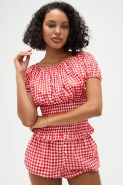 Tops^Frankies Bikinis Cider Gingham Blouse Cherry Gingham