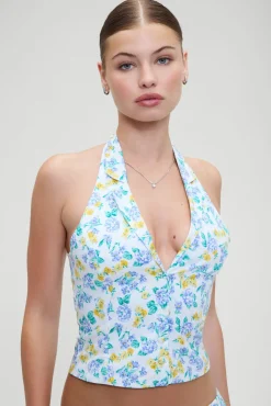 Tops|Matching Sets^Frankies Bikinis Cottage Halter Top Coastal Floral