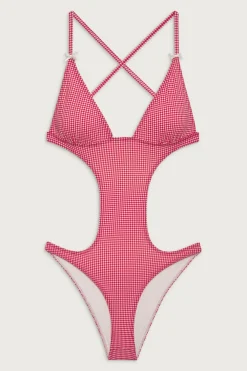 One Pieces^Frankies Bikinis Cruise Monokini One Piece Swimsuit Ladybug Gingham