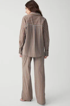 Bottoms^Frankies Bikinis Daisy Striped Low Rise Pant Ocean Stone