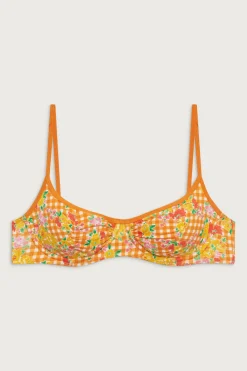Tops|Bikinis^Frankies Bikinis Dean Floral Underwire Bikini Top Marigold Gingham