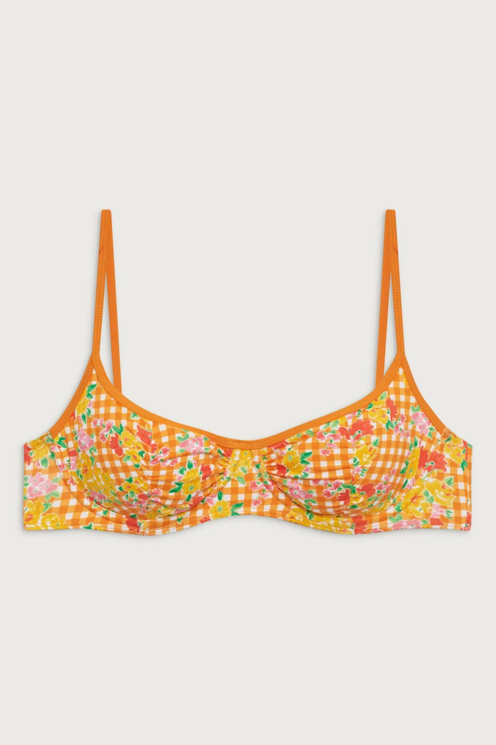 Tops|Bikinis^Frankies Bikinis Dean Floral Underwire Bikini Top Marigold Gingham