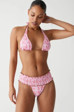 Tops|Bikinis^Frankies Bikinis Diana Floral Halter Bikini Top Watercolor Hibiscus