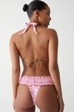 Tops|Bikinis^Frankies Bikinis Diana Floral Halter Bikini Top Watercolor Hibiscus