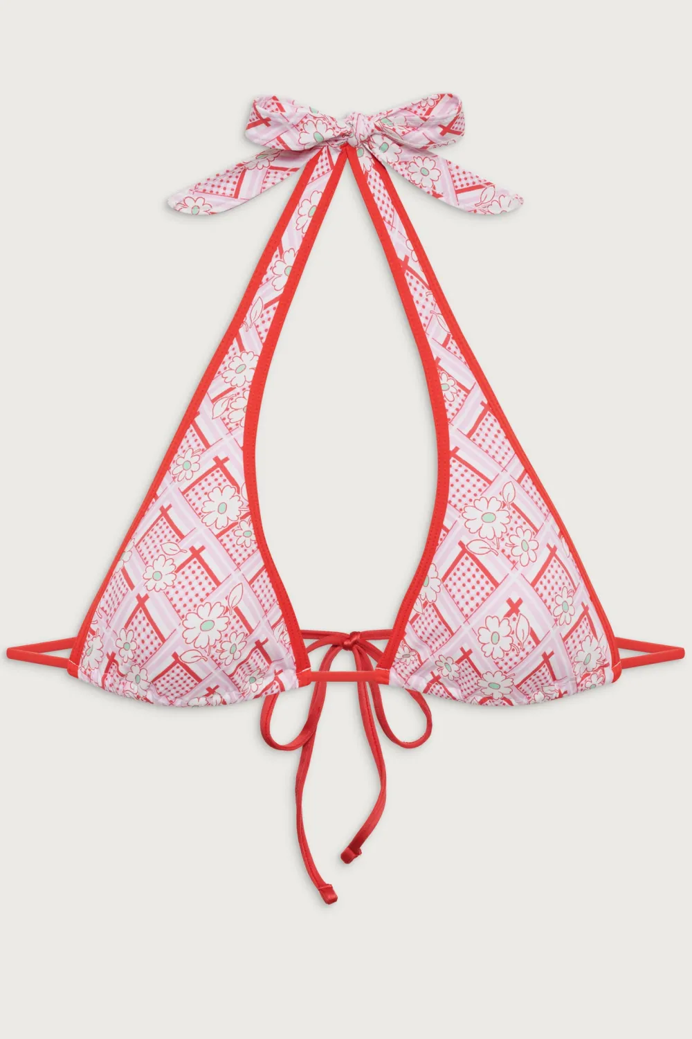 Tops|Bikinis^Frankies Bikinis Diana Halter Floral Bikini Top Red Rover