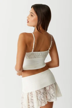 Bottoms^Frankies Bikinis Dream Lace Mini Skirt Porcelain
