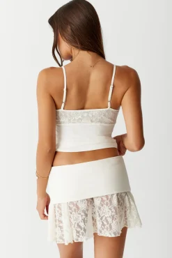 Bottoms^Frankies Bikinis Dream Lace Mini Skirt Porcelain