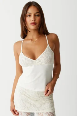 Tops^Frankies Bikinis Dream Lace Tank Porcelain