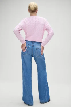 Tops|Cloud Knits^Frankies Bikinis Dudley Cable Knit Cardigan Cozy Pink