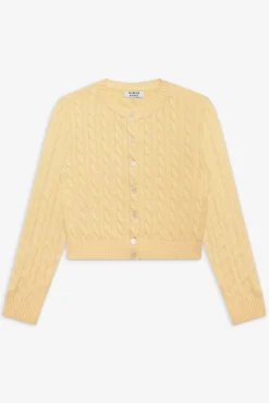 Tops|Cloud Knits^Frankies Bikinis Dudley Cable Knit Cardigan Vanilla Sugar