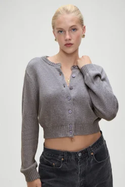 Tops|Cloud Knits^Frankies Bikinis Dudley Knit Cardigan Rain Cloud