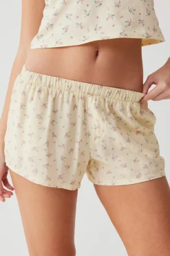 Bottoms^Frankies Bikinis Farmhouse Floral Mini Short Buttercup Bouquet