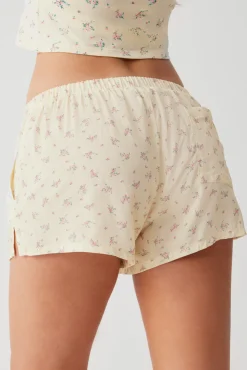 Bottoms^Frankies Bikinis Farmhouse Floral Mini Short Buttercup Bouquet