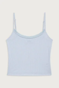 Tops^Frankies Bikinis Farmhouse Striped Cotton Camisole Sleepy Stripe