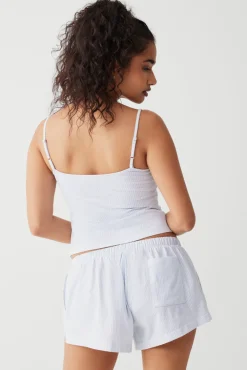 Bottoms^Frankies Bikinis Farmhouse Striped Mini Short Sleepy Stripe