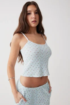 Tops^Frankies Bikinis Farmhouse Waffle Camisole Cozy Stripe