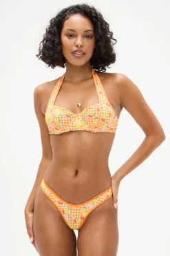 Tops|Bikinis^Frankies Bikinis Fin Floral Underwire Bikini Top Marigold Gingham