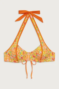 Tops|Bikinis^Frankies Bikinis Fin Floral Underwire Bikini Top Marigold Gingham
