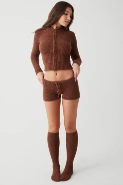 Bottoms^Frankies Bikinis Harlowe Fuzzy Mini Short Chocolate Lily