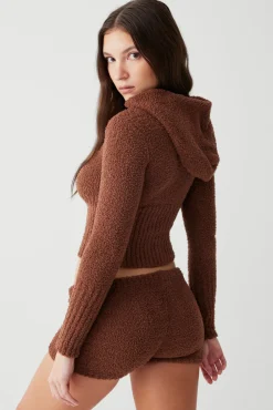 Tops^Frankies Bikinis Harlowe Fuzzy Zip Up Hoodie Chocolate Lily