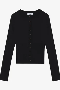 Tops^Frankies Bikinis Lenon Cloud Knit Button Up Cardigan Black