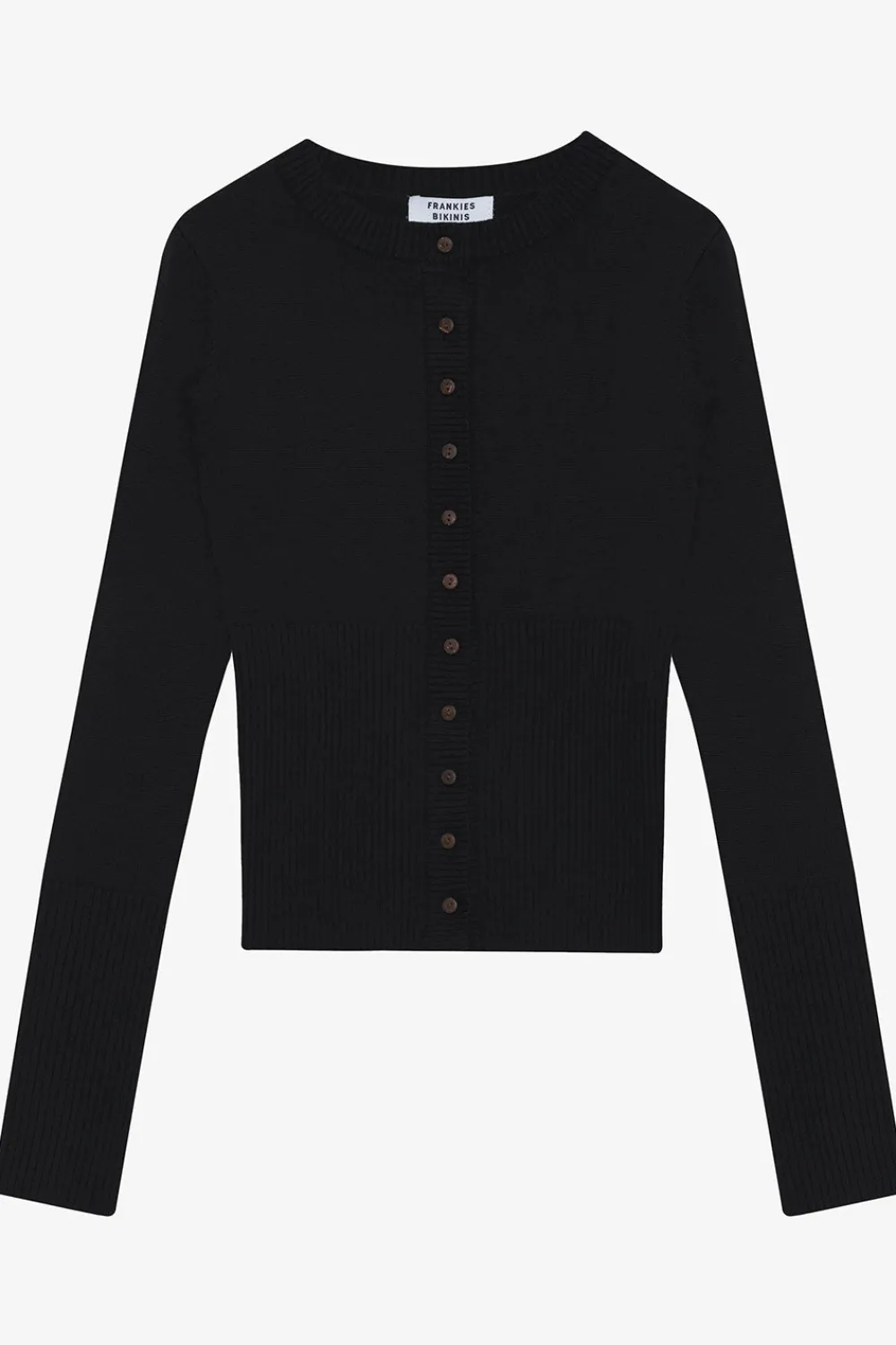 Tops^Frankies Bikinis Lenon Cloud Knit Button Up Cardigan Black