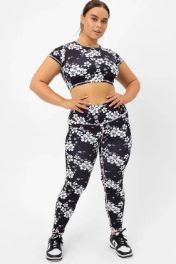 Active^Frankies Bikinis Lively High Waist Floral Legging Plush Plumeria