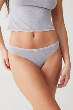 Bottoms^Frankies Bikinis Maisie Cotton Thong Heather Grey