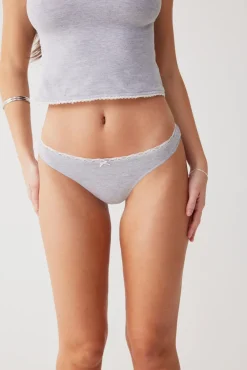 Bottoms^Frankies Bikinis Maisie Cotton Thong Heather Grey