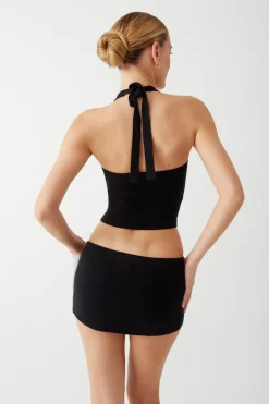 Tops^Frankies Bikinis Marialla Knit Halter Top Black