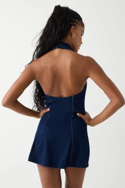 Dresses^Frankies Bikinis Moonlight Denim Halter Dress Blue Denim