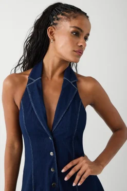 Dresses^Frankies Bikinis Moonlight Denim Halter Dress Blue Denim
