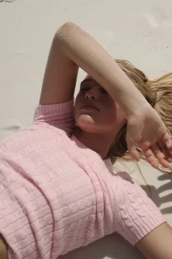 Tops|Cloud Knits^Frankies Bikinis Mulholland Cable Knit Sweater Cozy Pink