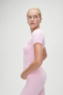 Tops|Cloud Knits^Frankies Bikinis Mulholland Cable Knit Sweater Cozy Pink