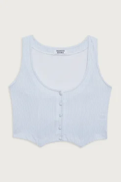 Tops^Frankies Bikinis Nantucket Striped Cotton Vest Sleepy Stripe