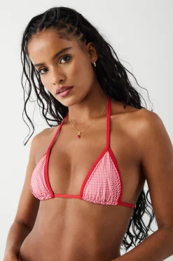 Tops|Bikinis^Frankies Bikinis Nick Triangle Gingham Bikini Top Ladybug Gingham