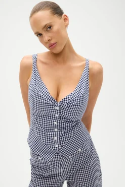 Tops|Matching Sets^Frankies Bikinis Parlour Gingham Blouse Seaside Gingham