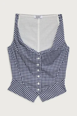 Tops|Matching Sets^Frankies Bikinis Parlour Gingham Blouse Seaside Gingham